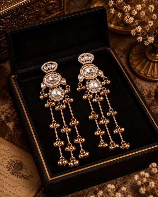 White Goura Premium Kashmiri Look Earring