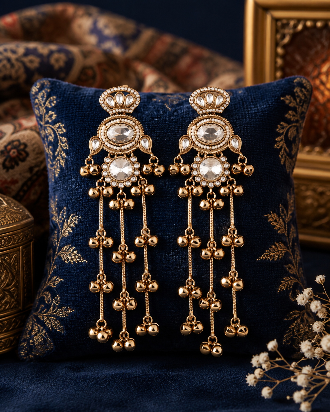 White Goura Premium Kashmiri Look Earring