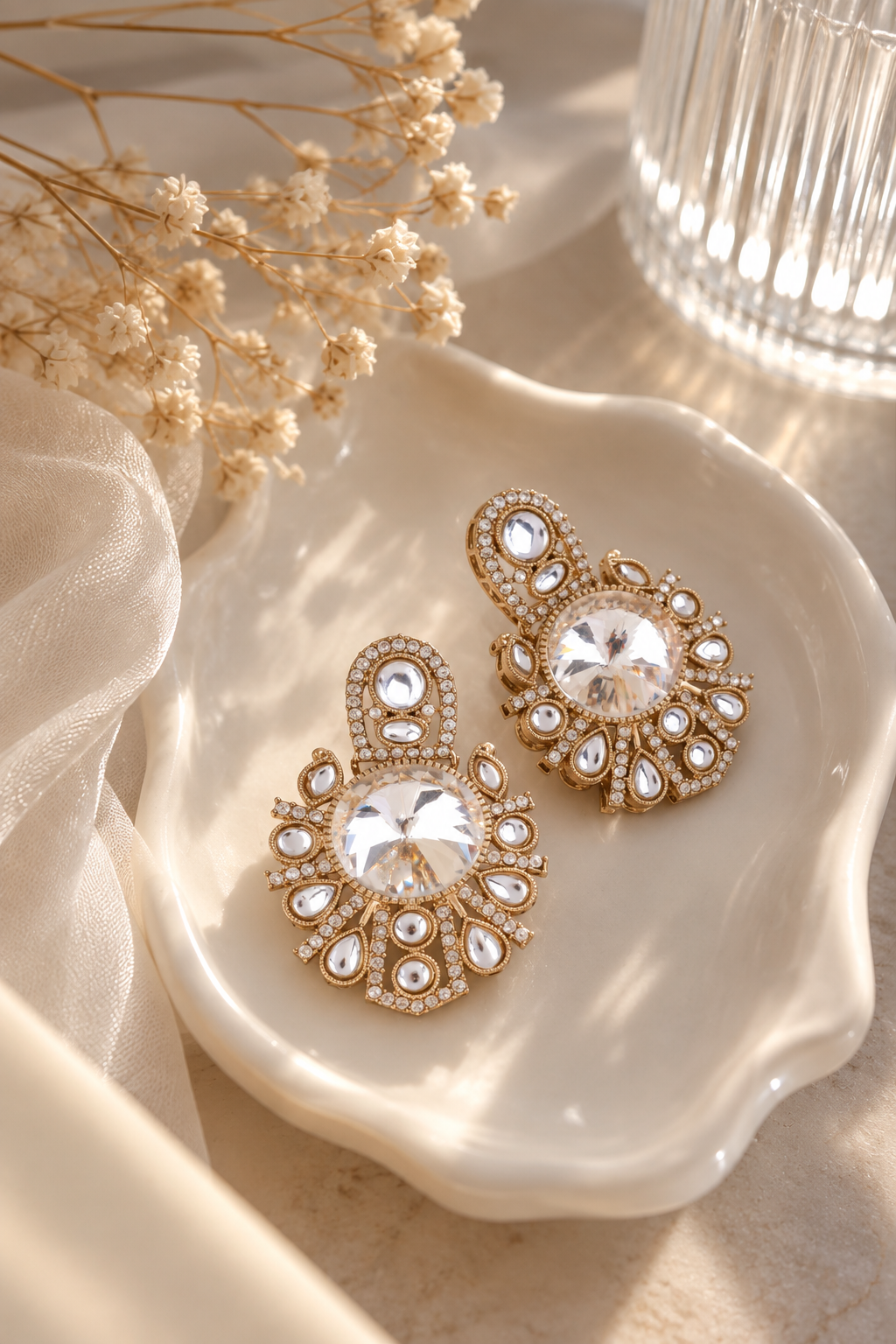 White Ashima Stud Earring