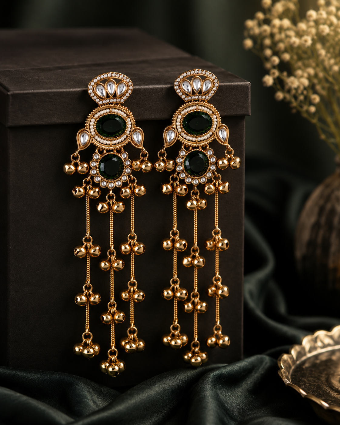 Black Goura Premium Kashmiri Look Earring