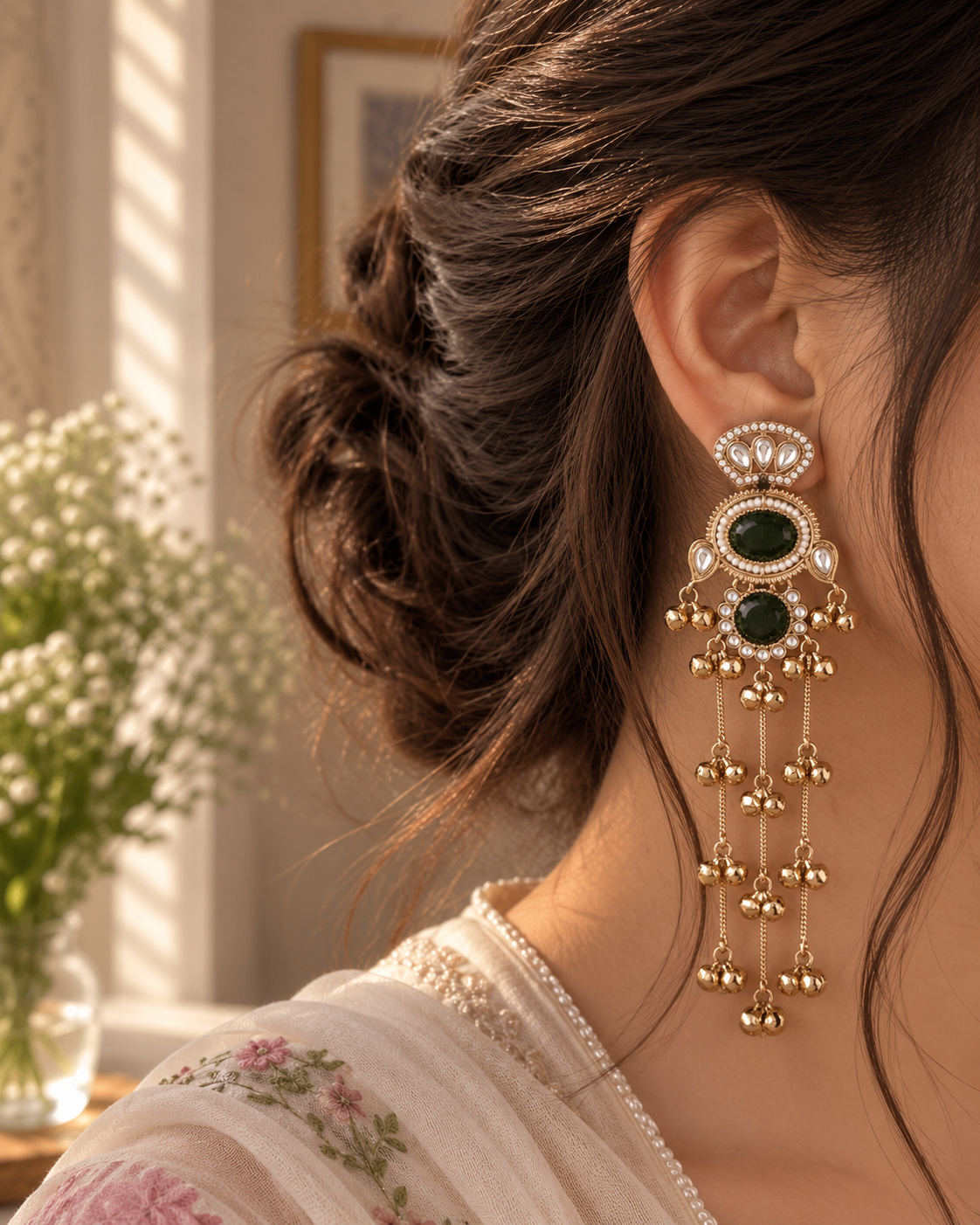 Black Goura Premium Kashmiri Look Earring