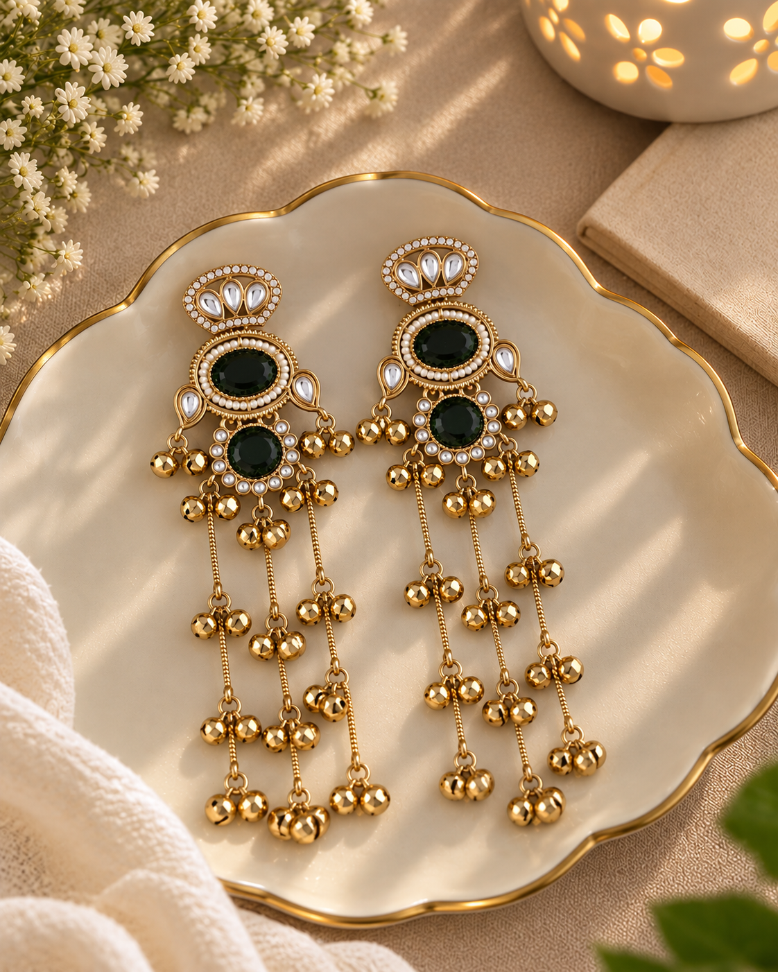 Black Goura Premium Kashmiri Look Earring
