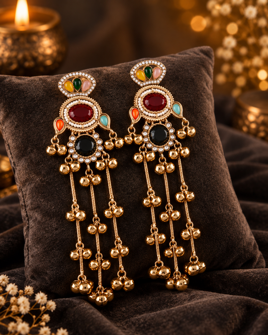 Multi Goura Premium Kashmiri Look Earring