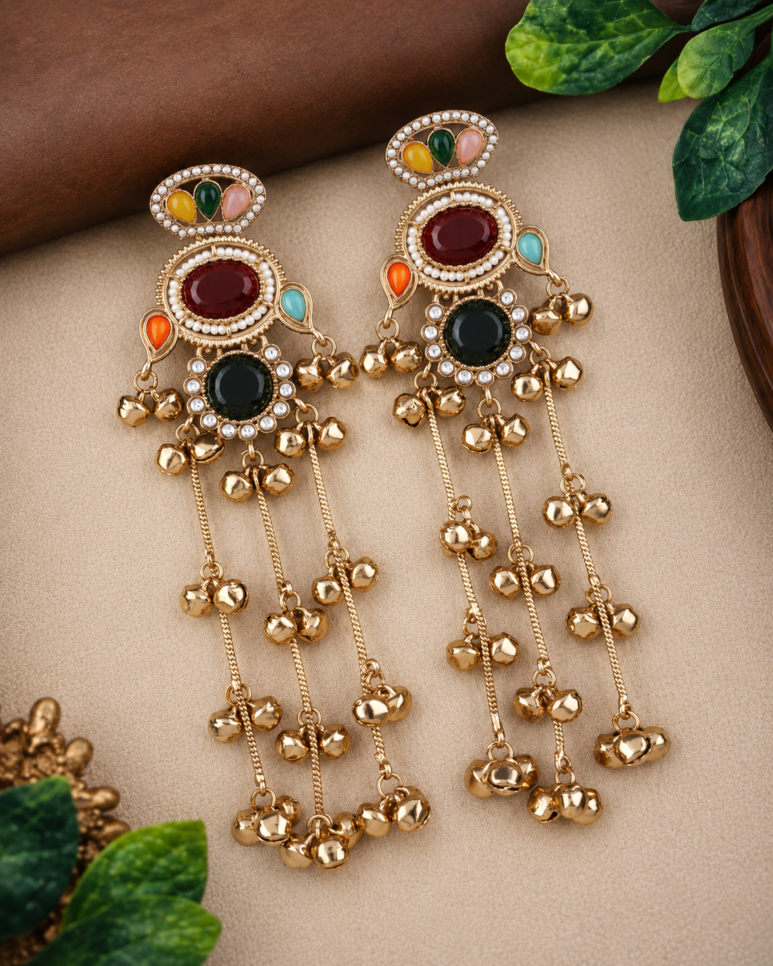 Multi Goura Premium Kashmiri Look Earring