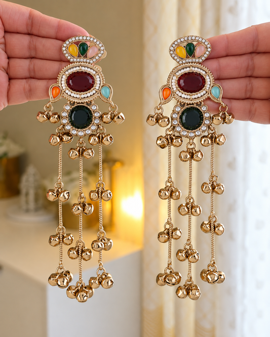 Multi Goura Premium Kashmiri Look Earring