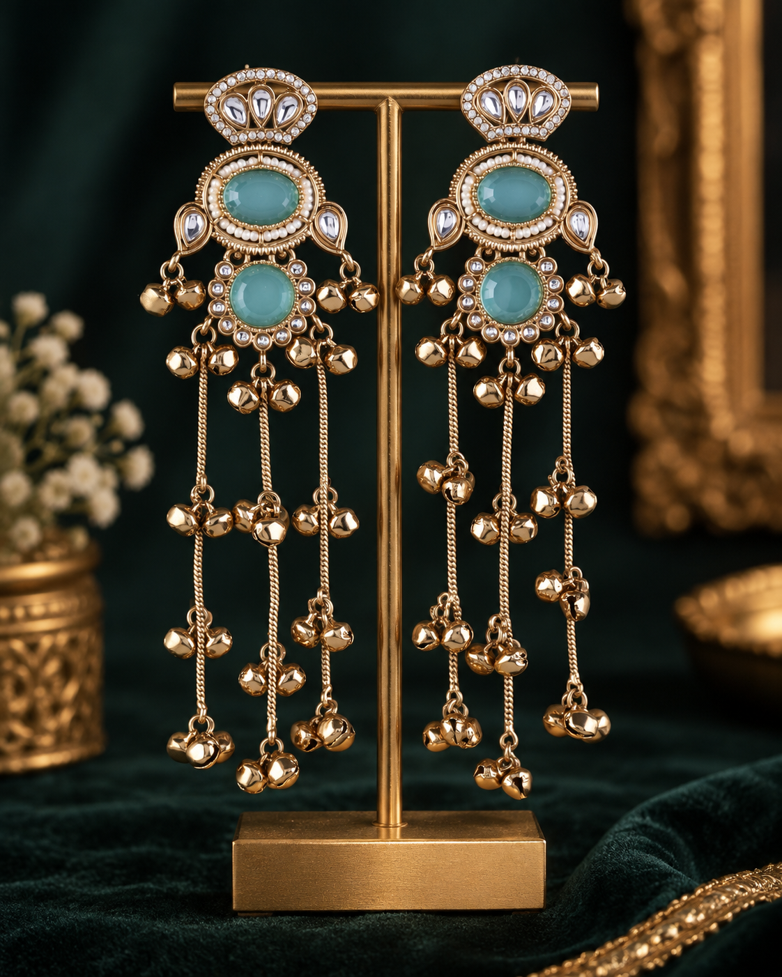Turquoise Goura Premium Kashmiri Look Earring