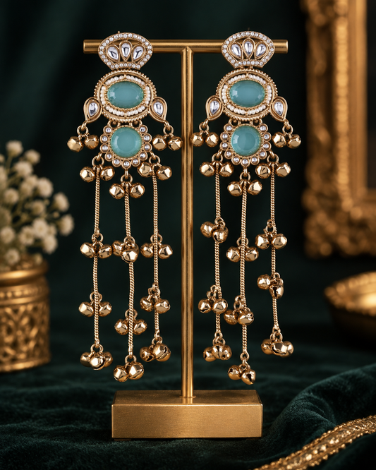 Turquoise Goura Premium Kashmiri Look Earring