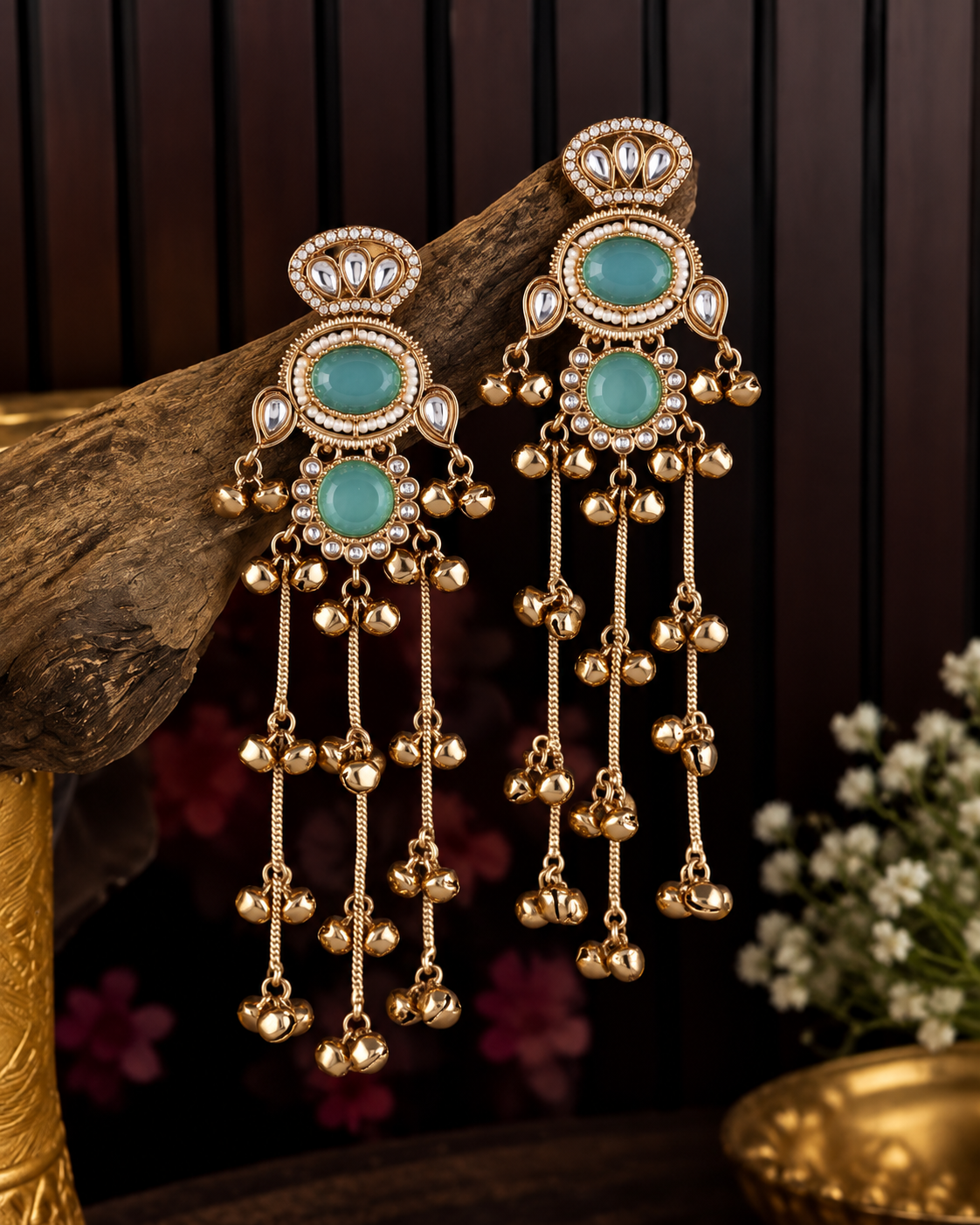 Turquoise Goura Premium Kashmiri Look Earring