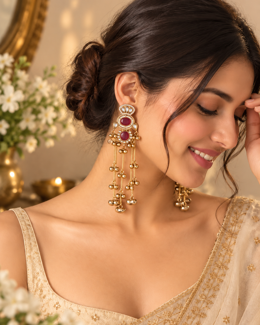 Pink Goura Premium Kashmiri Look Earring