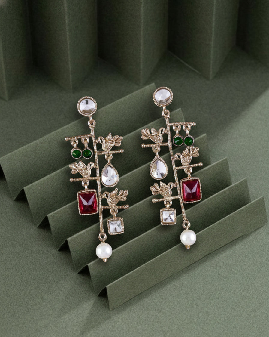 Red Nerisa Designer Earring