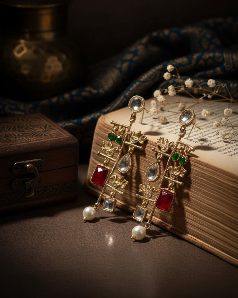 Red Nerisa Designer Earring