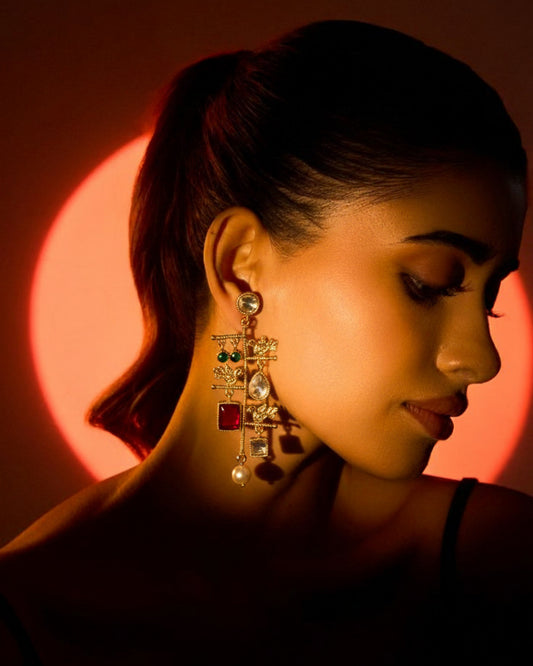 Red Nerisa Designer Earring
