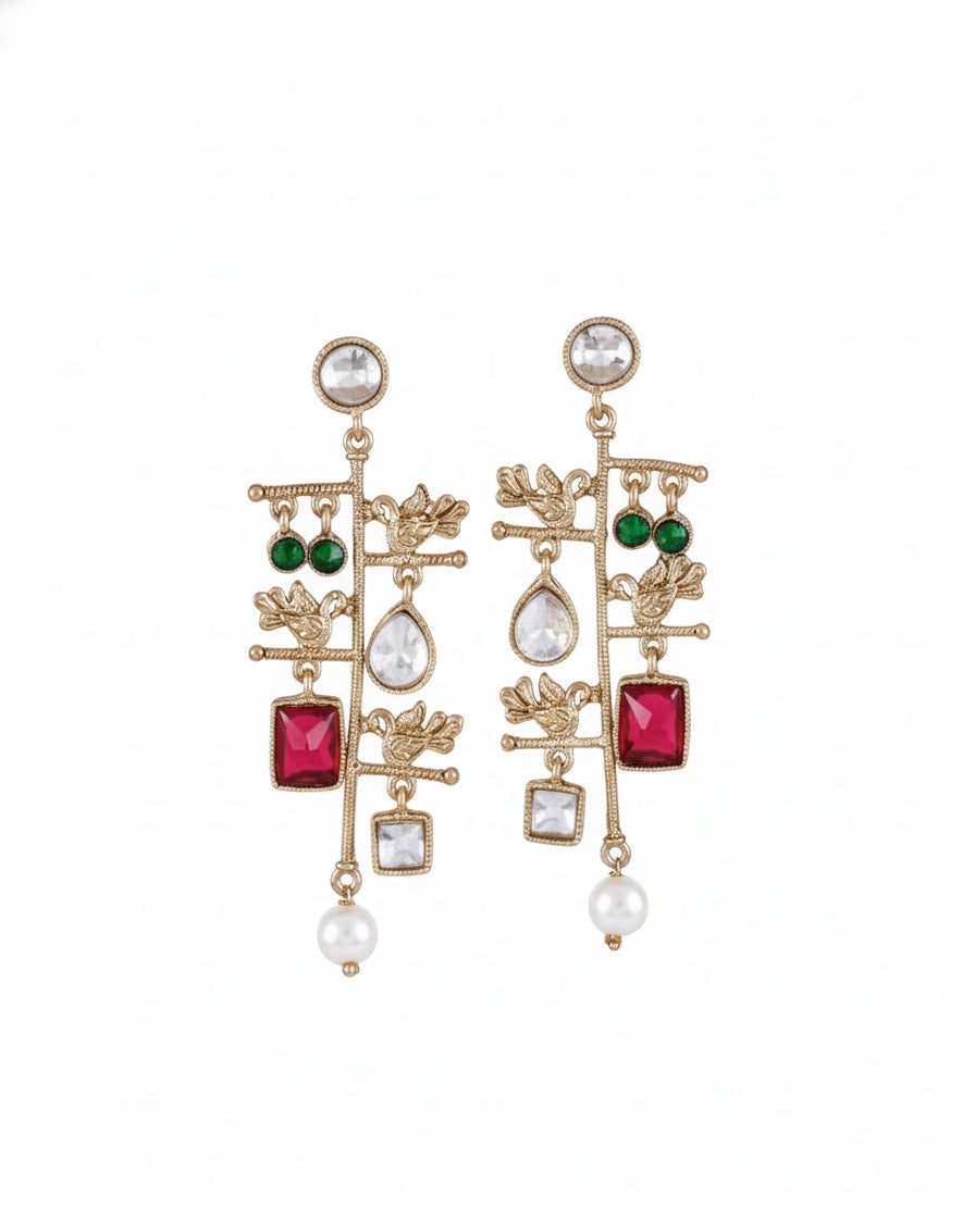 Red Nerisa Designer Earring
