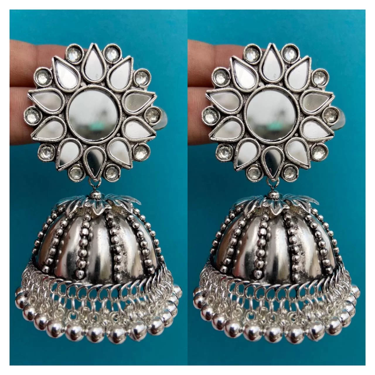 Flower Mirror Jhumka