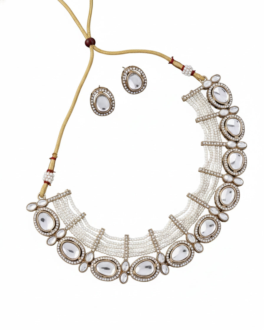 Pearl Imara Zircone Polki Dupe Jewellery Set