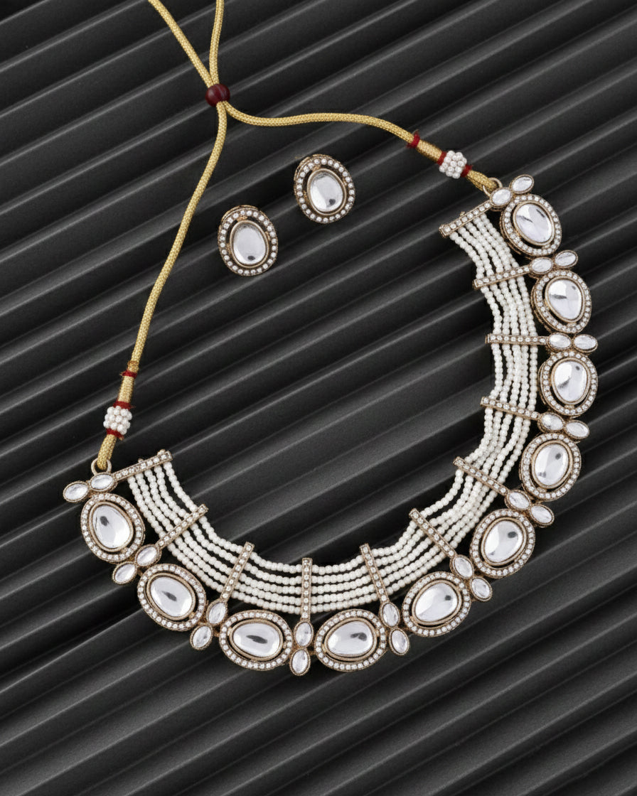 Pearl Imara Zircone Polki Dupe Jewellery Set