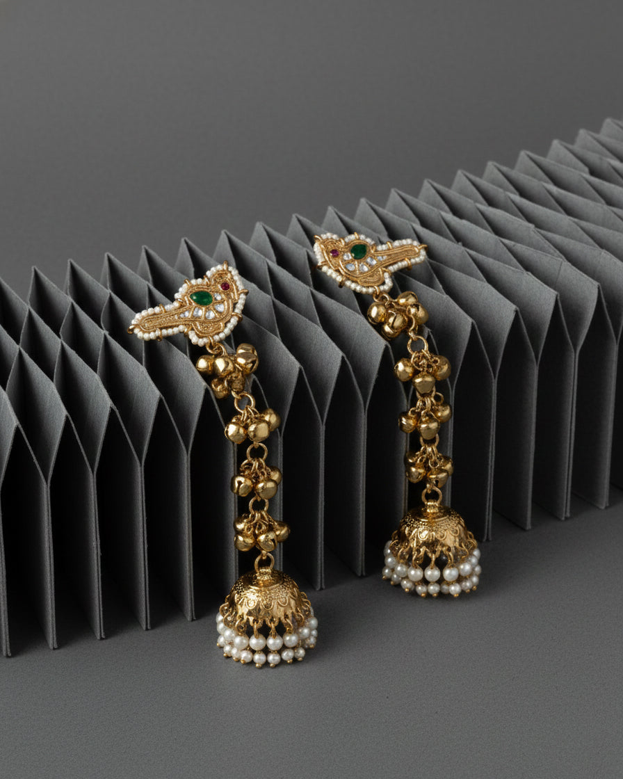 Emerald Zysha Ghunghru Jhumka Earring