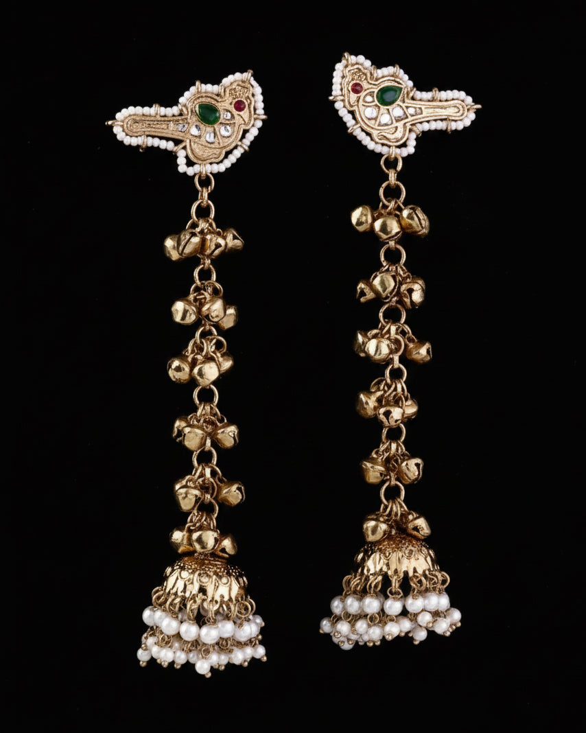 Emerald Zysha Ghunghru Jhumka Earring