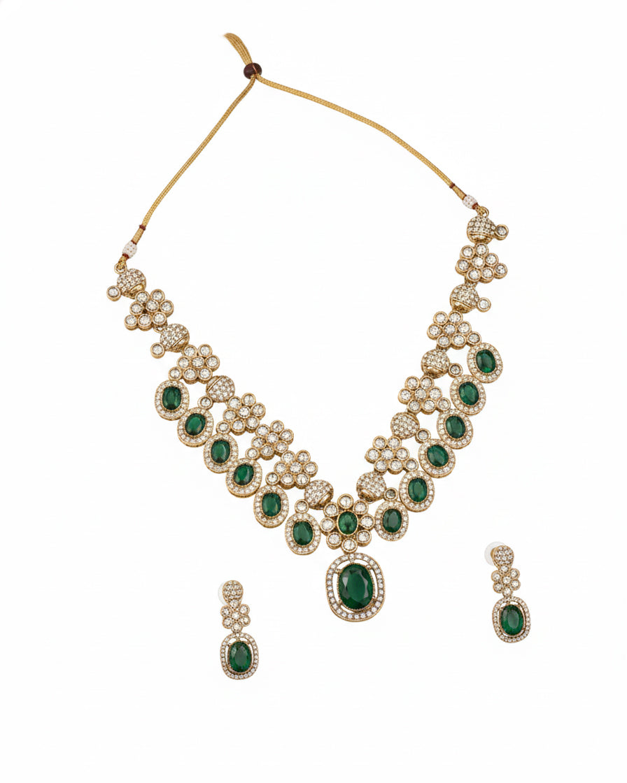 Emerald Nozara Indi Jewellery Set