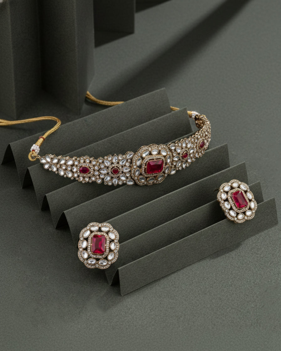 Pink Yunita Choker Jewellery Set