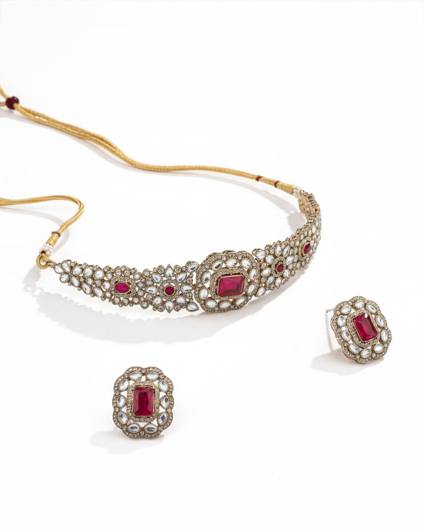 Pink Yunita Choker Jewellery Set