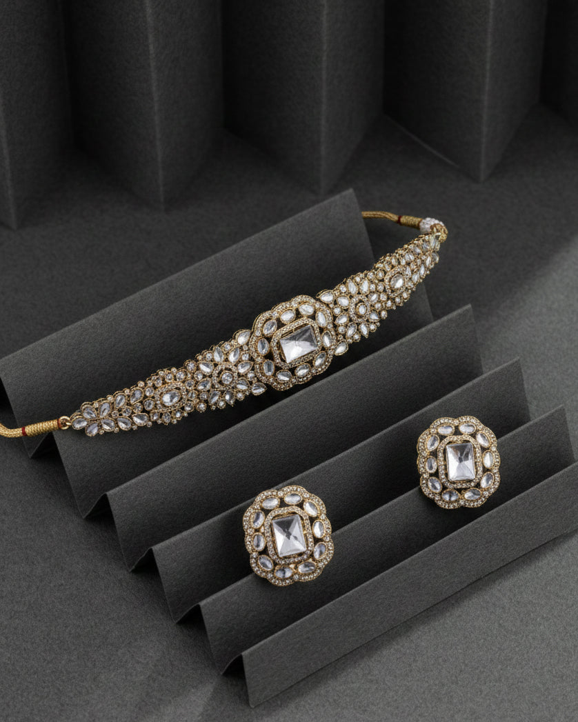 Silver Yunita Choker Jewellery Set