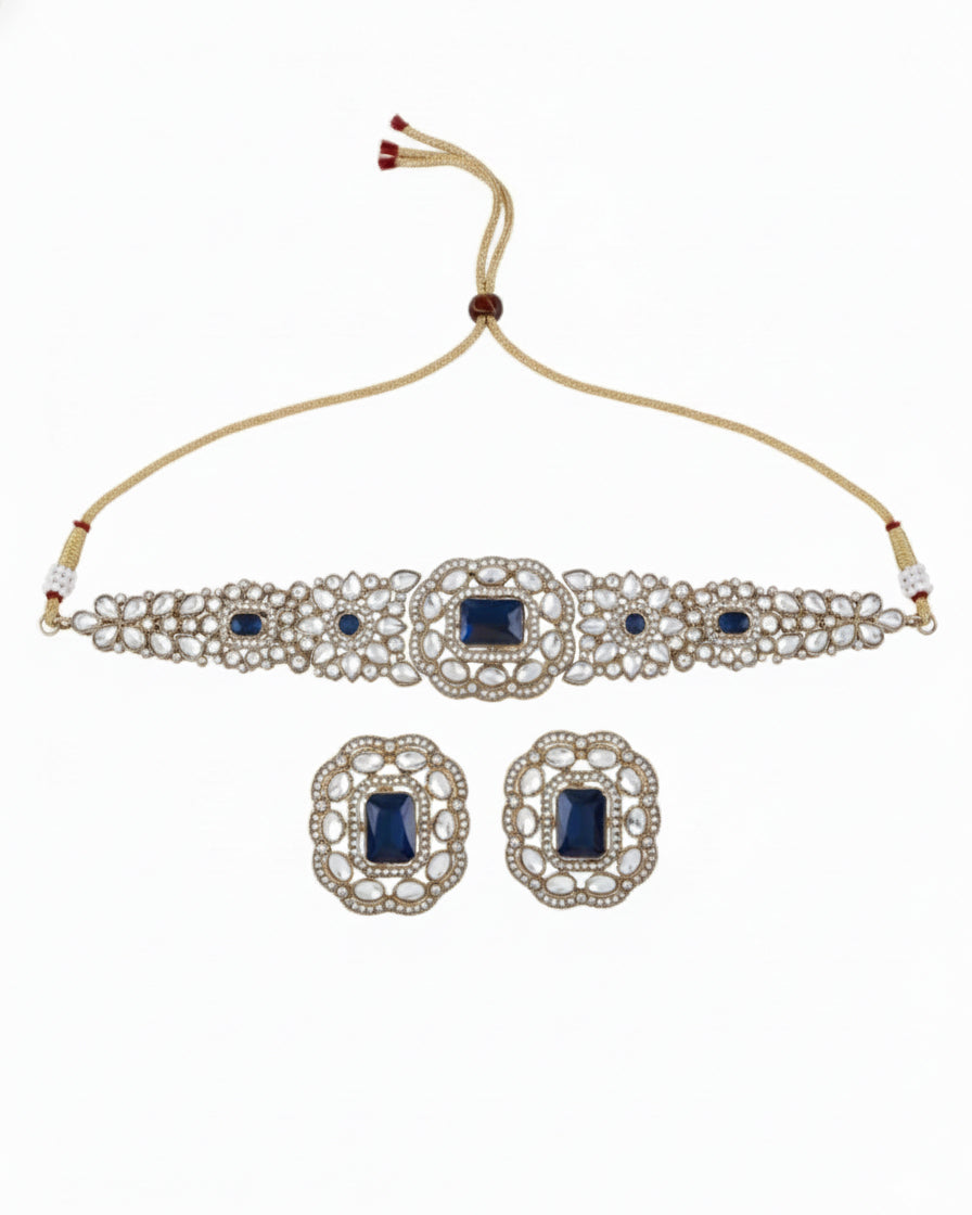 Blue Yunita Choker Jewellery Set