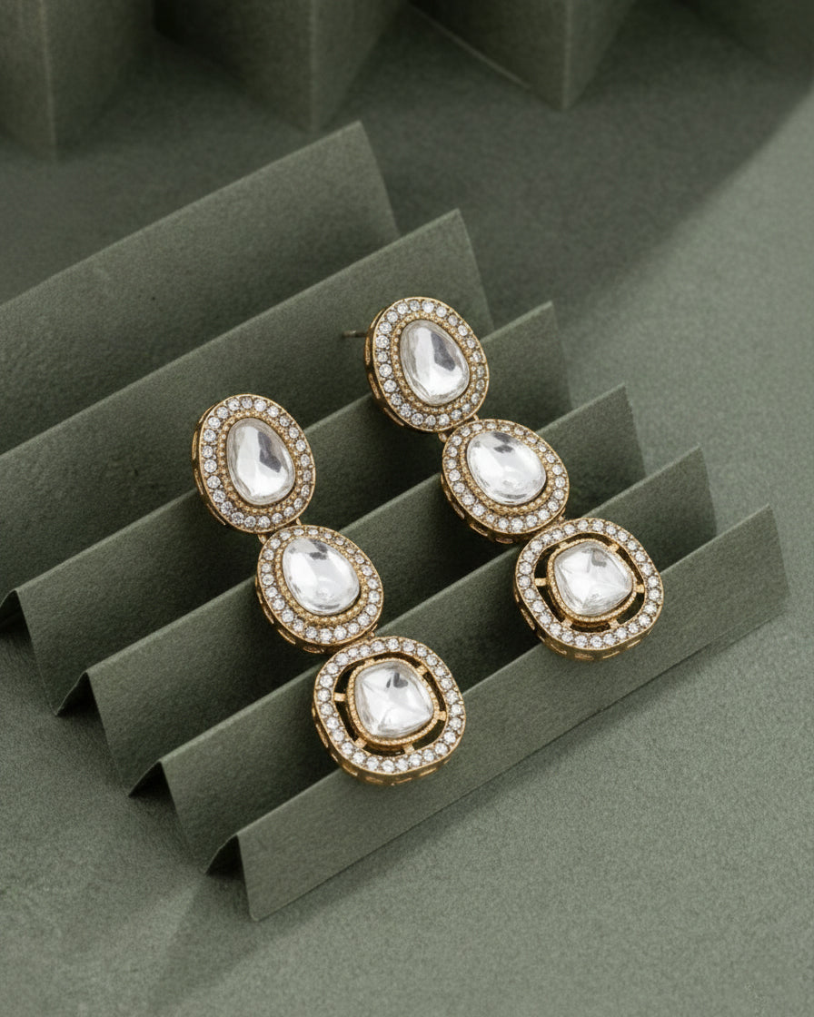 Silver Kivya Earring - Polki Dupe