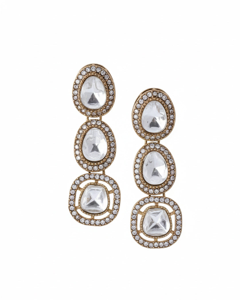 Silver Kivya Earring - Polki Dupe