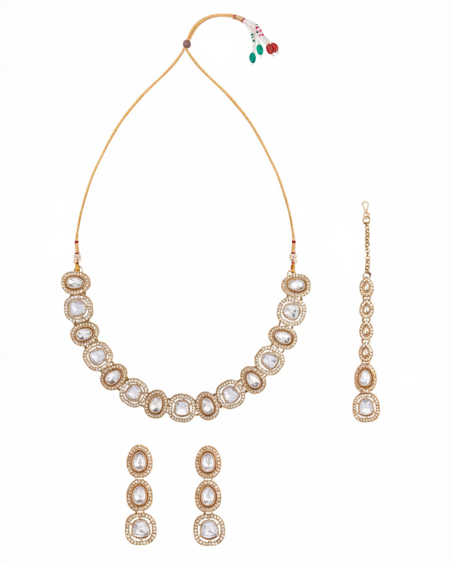 Silver Zamika Polki Dupe Jewellery Set