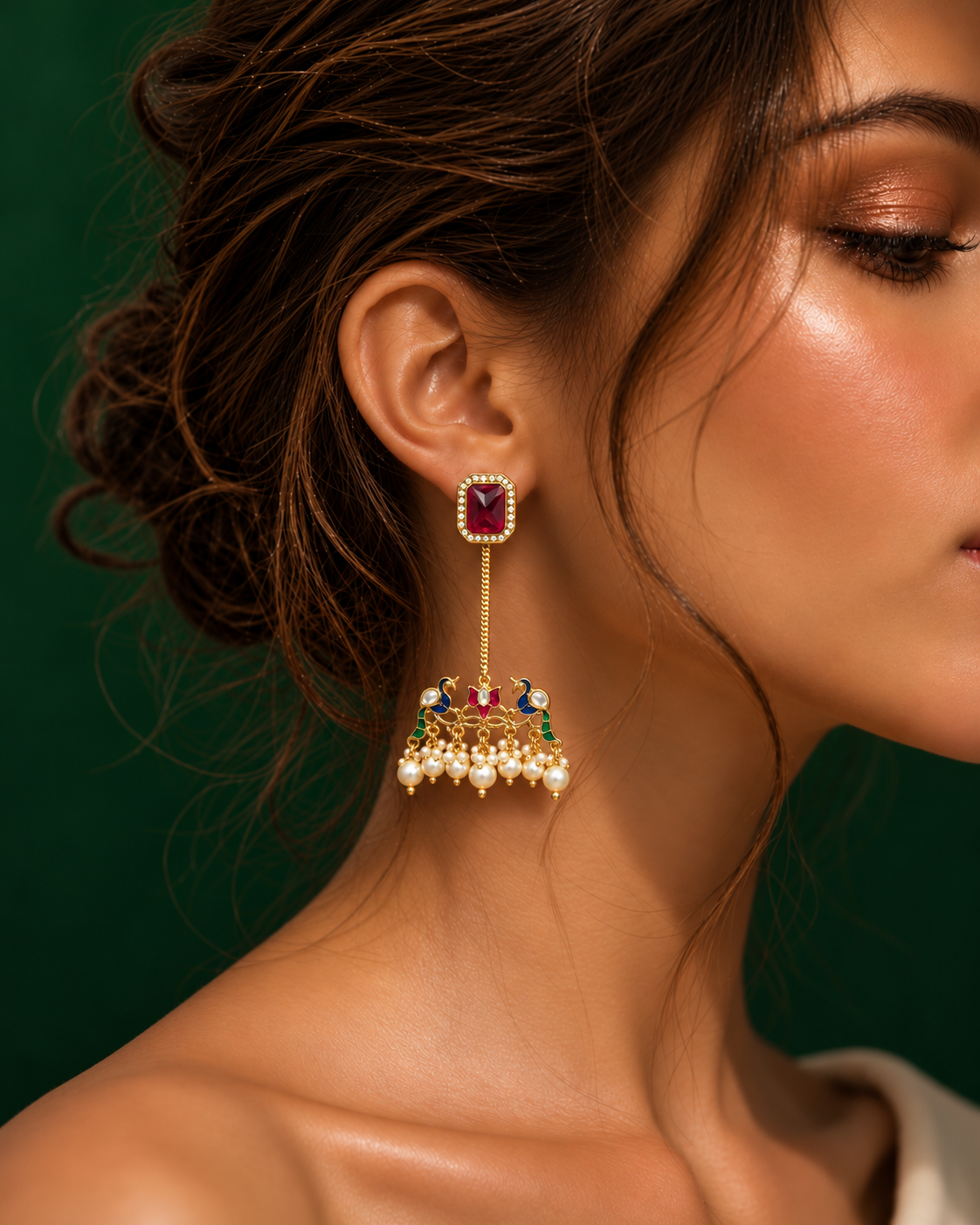 Red Sneha Designer Earring