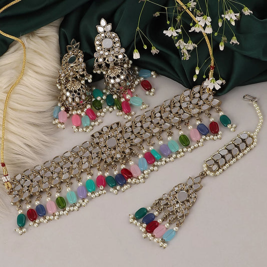 Raabta Mirror Choker with Jhumka