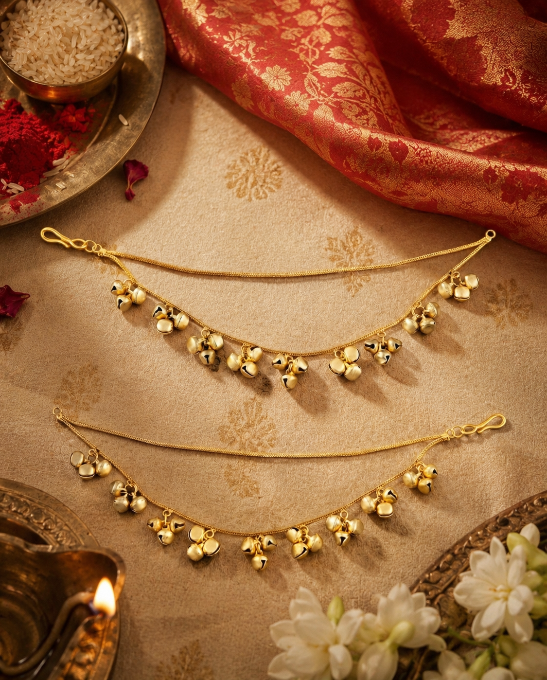 Vaishu Brass Ghunghroo Kaan Chain