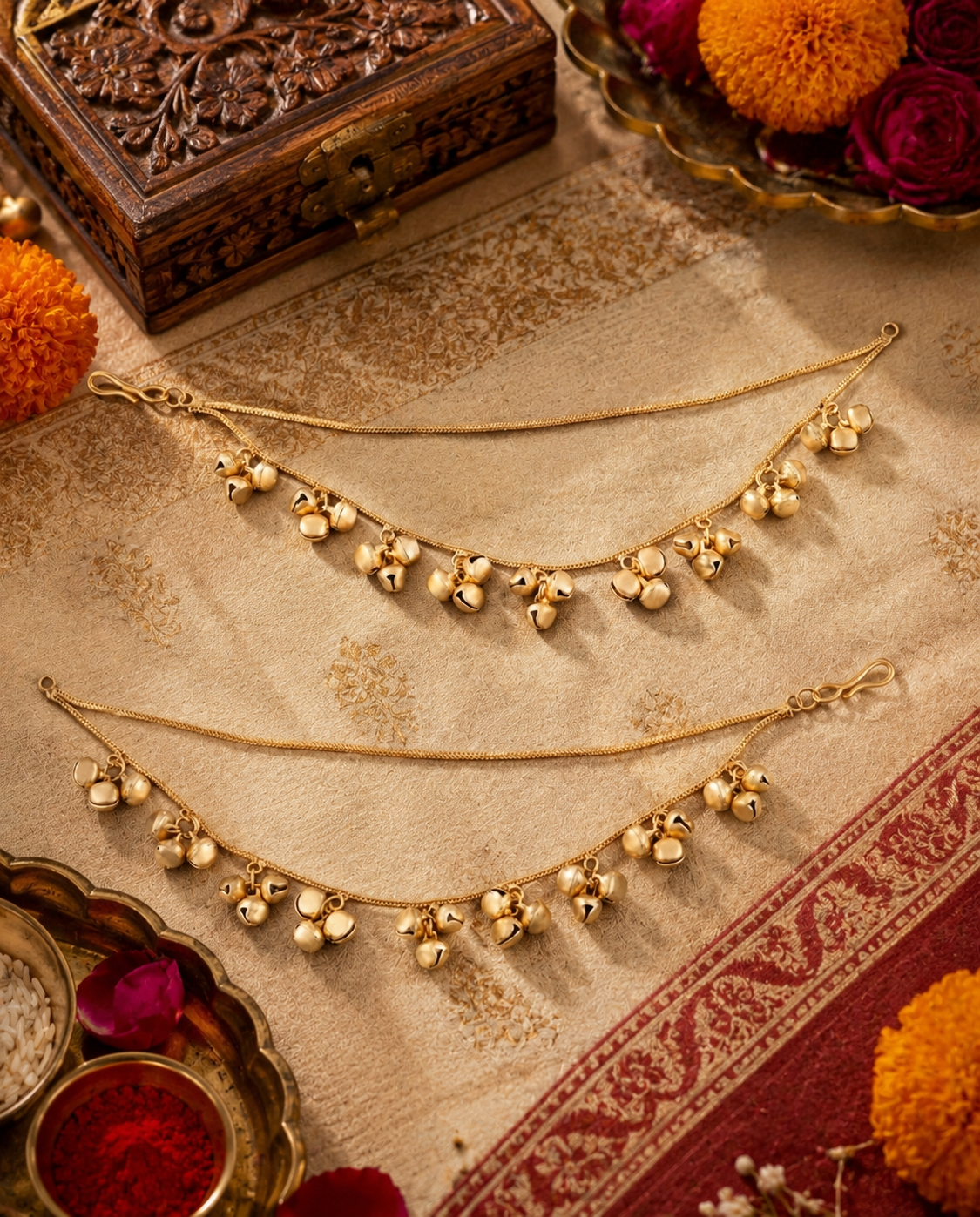 Vaishu Brass Ghunghroo Kaan Chain