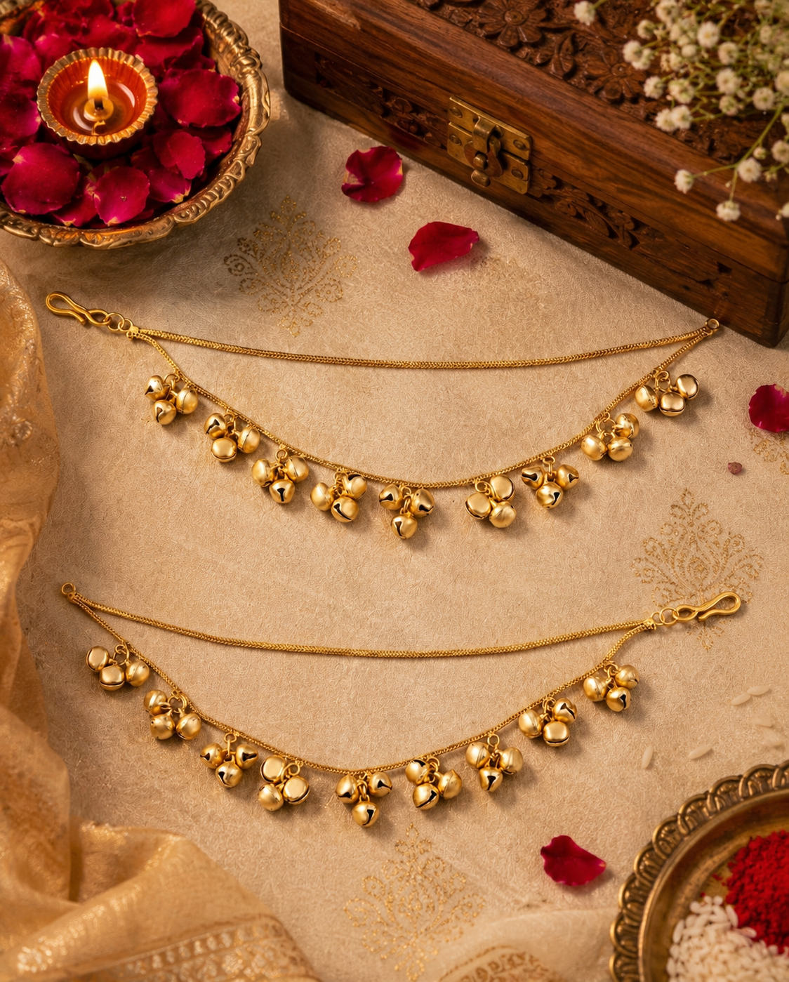 Vaishu Brass Ghunghroo Kaan Chain