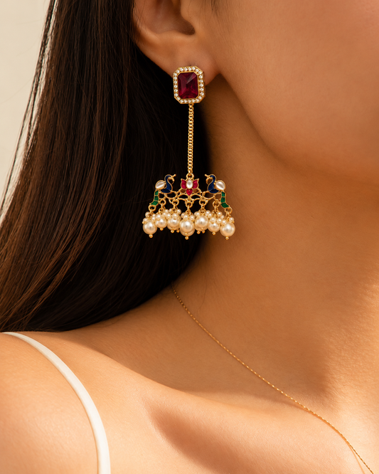 Red Sneha Designer Earring