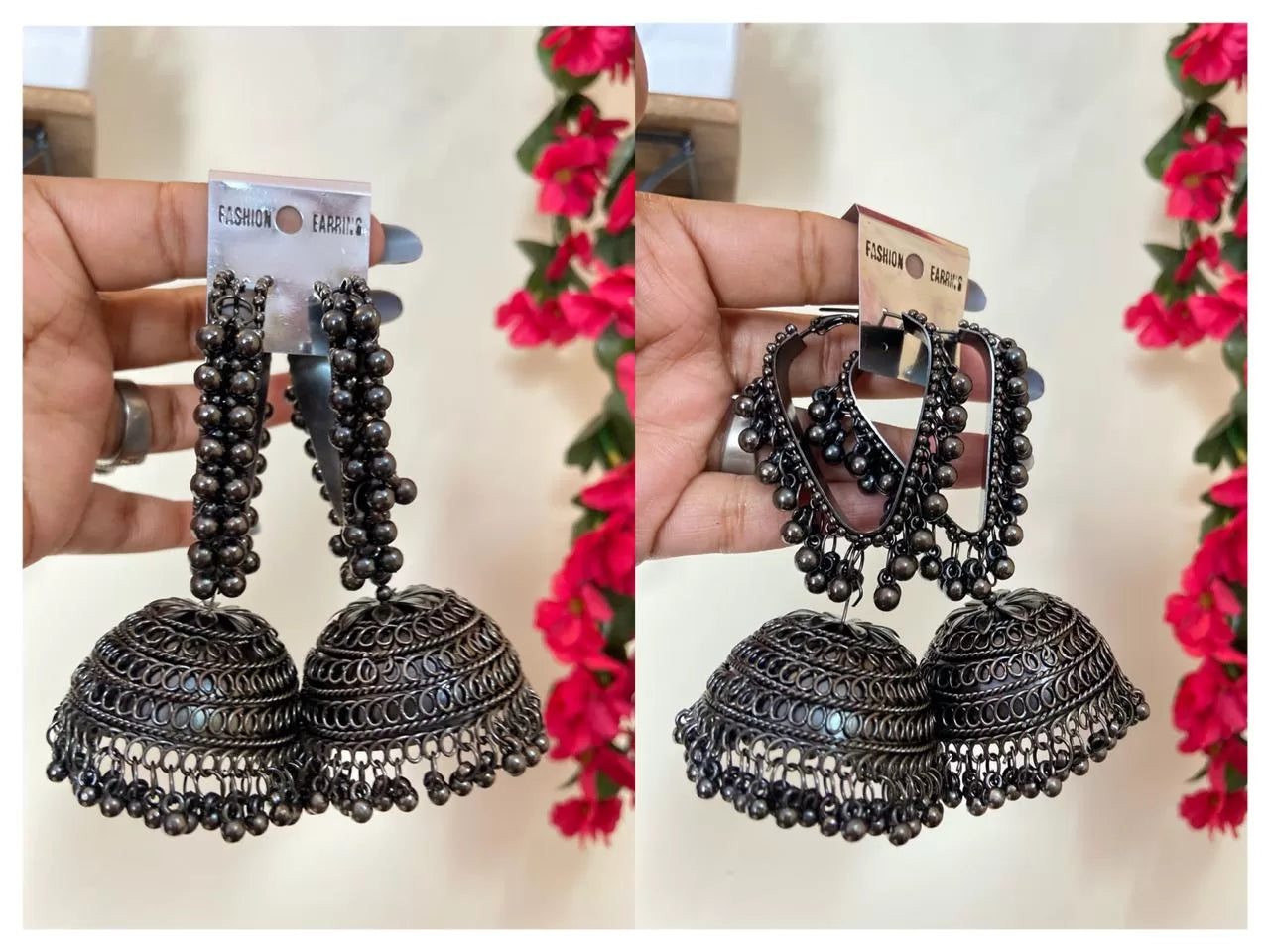 Triangle Black Jhumka