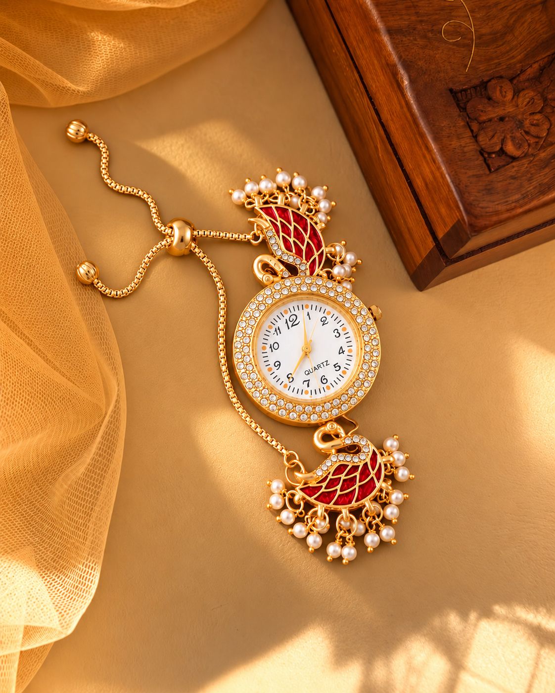 Pink Kaira Heritage Kashmiri Ethnic Bracelet Watch for Women