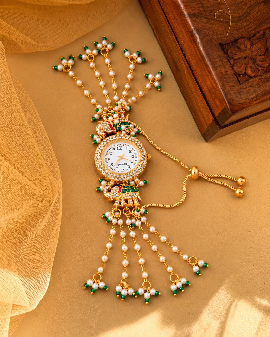 Green Ritika Heritage Kashmiri Ethnic Bracelet Watch for Women