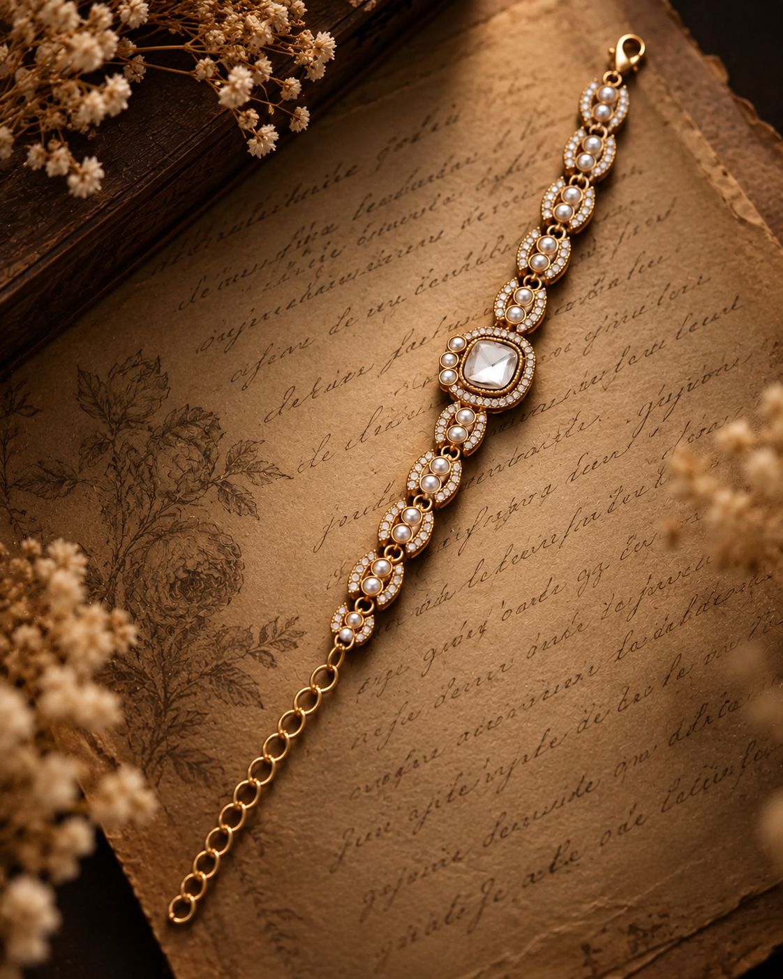 White Ruhi Indo Western Bracelet