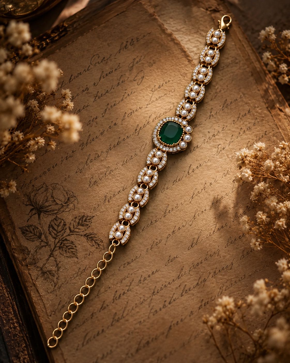 Green Ruhi Indo Western Bracelet