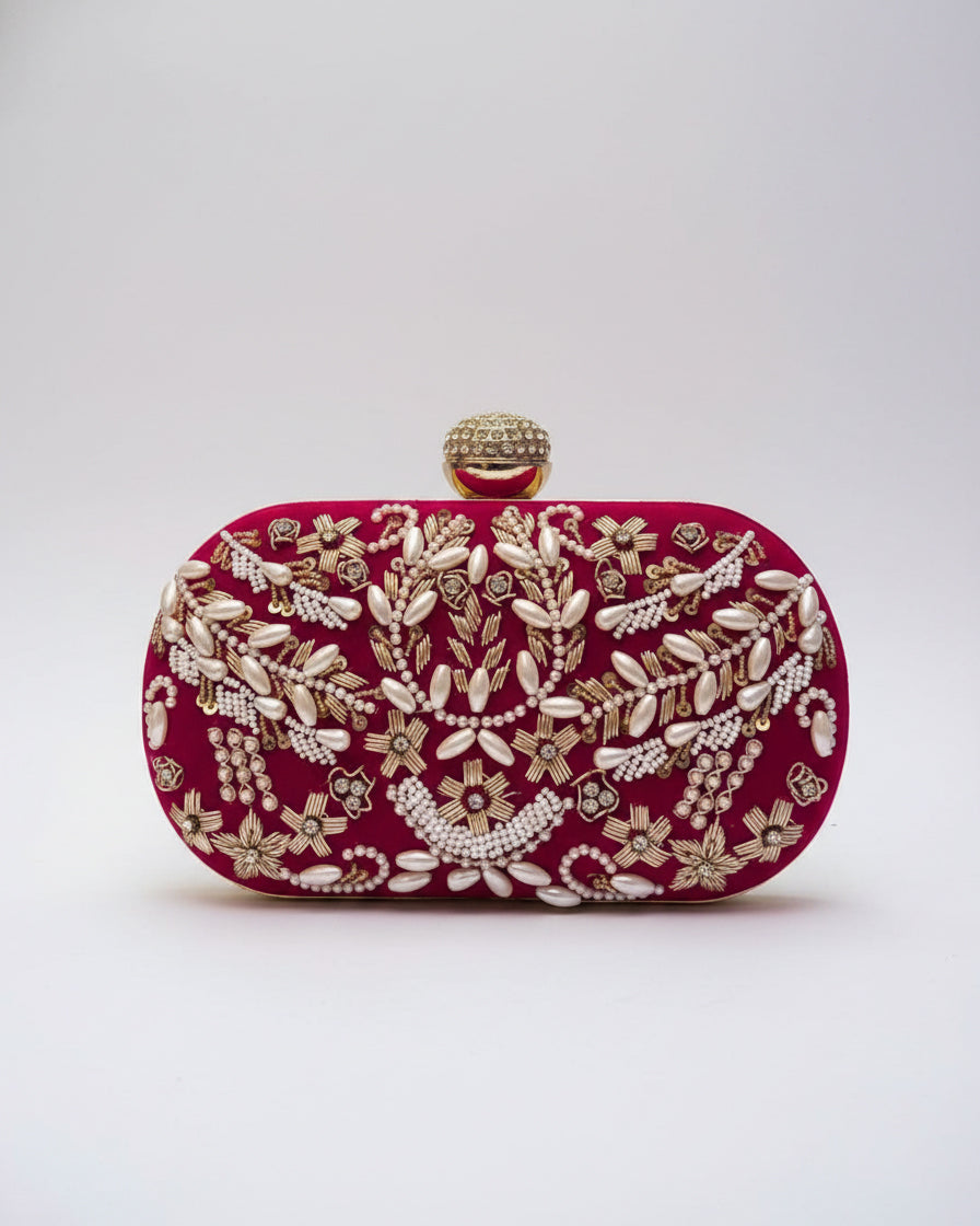 Dark Pink Josiah Bridal Clutch - Ethnic