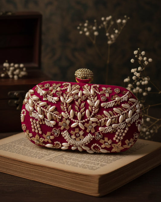 Dark Pink Josiah Bridal Clutch - Ethnic