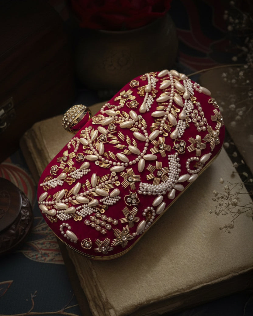 Dark Pink Josiah Bridal Clutch - Ethnic