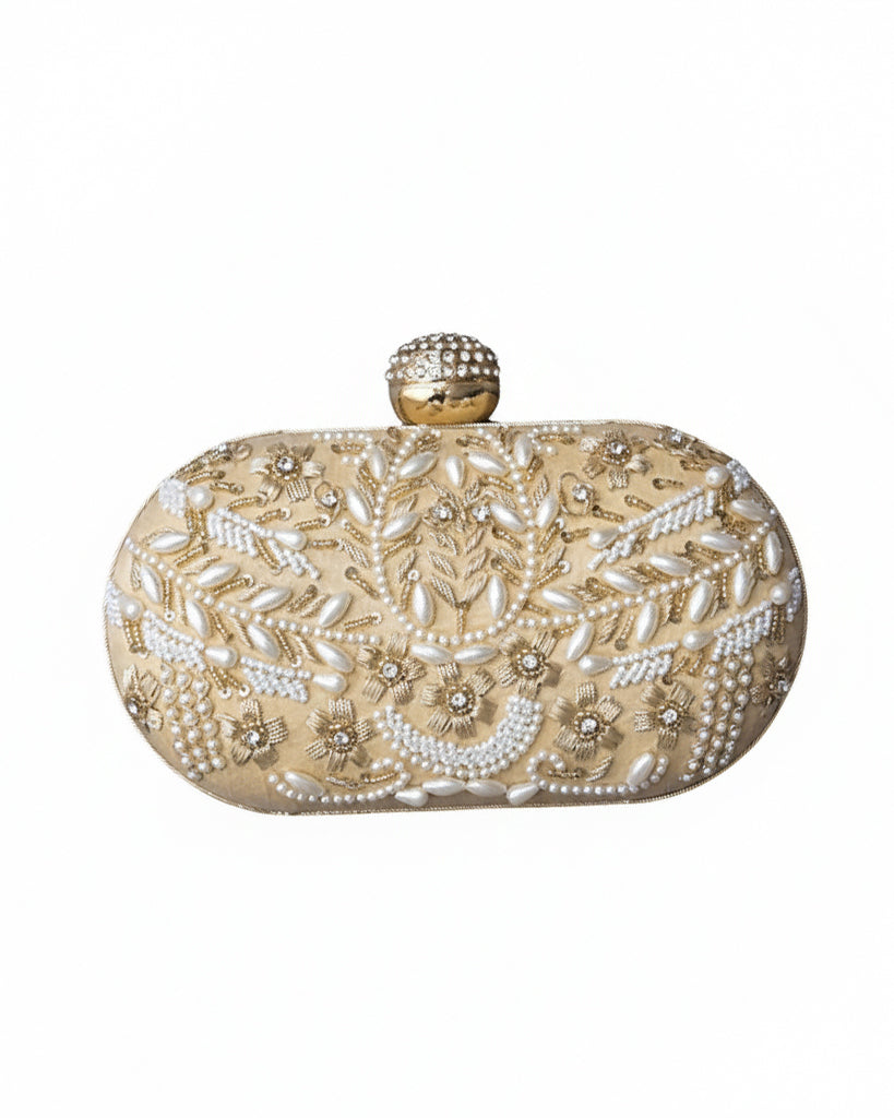 Beige Josiah Bridal Clutch - Ethnic