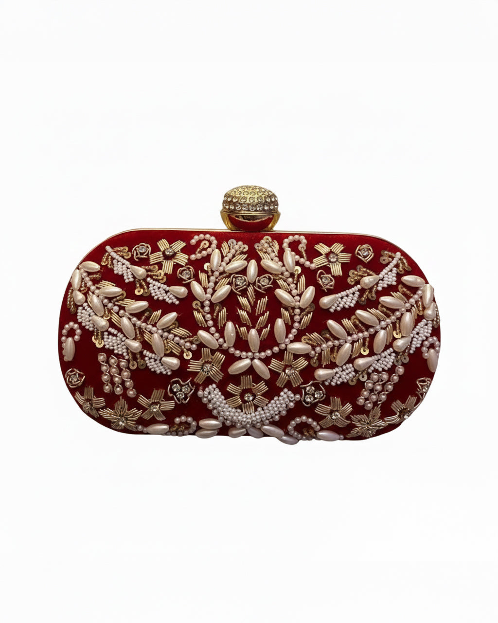 Dark Red Josiah Bridal Clutch - Ethnic